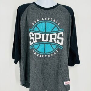 San Antonio Spurs Men's 3/4 Sleeve Shirt 2XL by Mitchell & Ness - Rare Fan Gear!